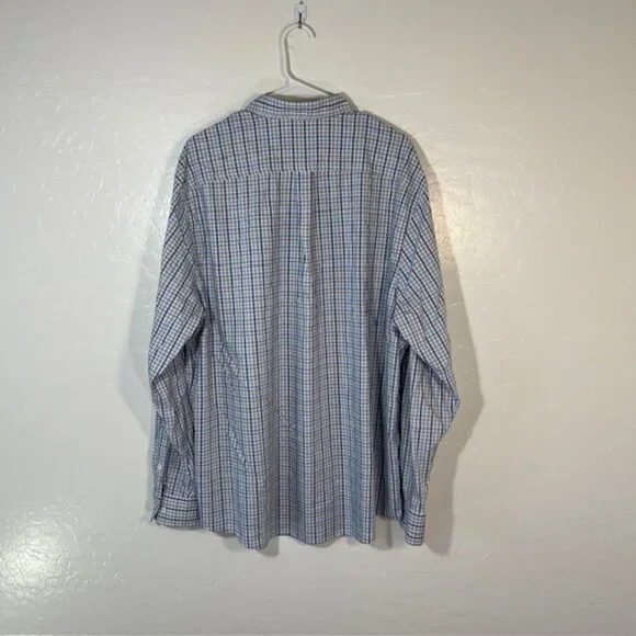Johnnie O Shirt Mens XXL Prep Formance Blue Plaid Button Down Long Sleeve Golf - Picture 5 of 5